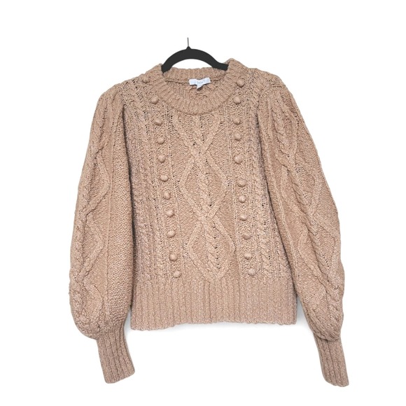 Joie Bia Popcorn Cable Knit Wool Blend Puff Long Sleeve Pullover Sweater Size M - Picture 7 of 9